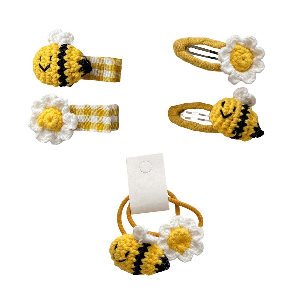 2PCS Honeybee Theme Hair Clip Set Korean Styles Hairpin Fashionable Hair Ornament Festival Decorative Hair Clip Hair Tie