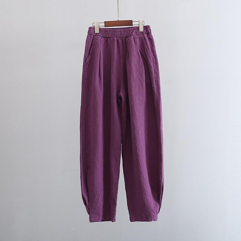 Summer Literary Loose Sand-washed Linen Casual Pants Women's Women's Slimming Meditation Bloomers