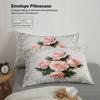 Rose Embroidered Bedding Set White Floral Pattern Bedding With Duvet Cover Pillowcases Wrinkle-Free Fade-Resistant For Bedroom