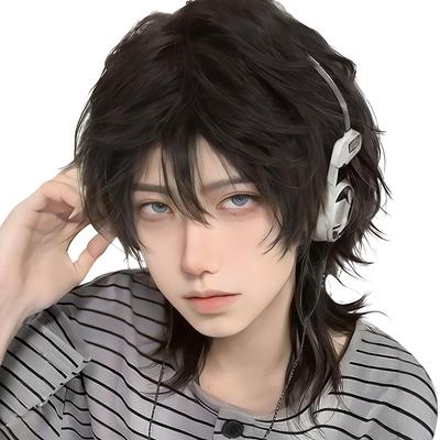 Sofeiyan Wig Short X Small Face Wolf Cut Wolf Wig Wig Black Wig Straight Full Wig Natural Daily Use Makeover Unisex Heat Resistant Wig with Wig Net