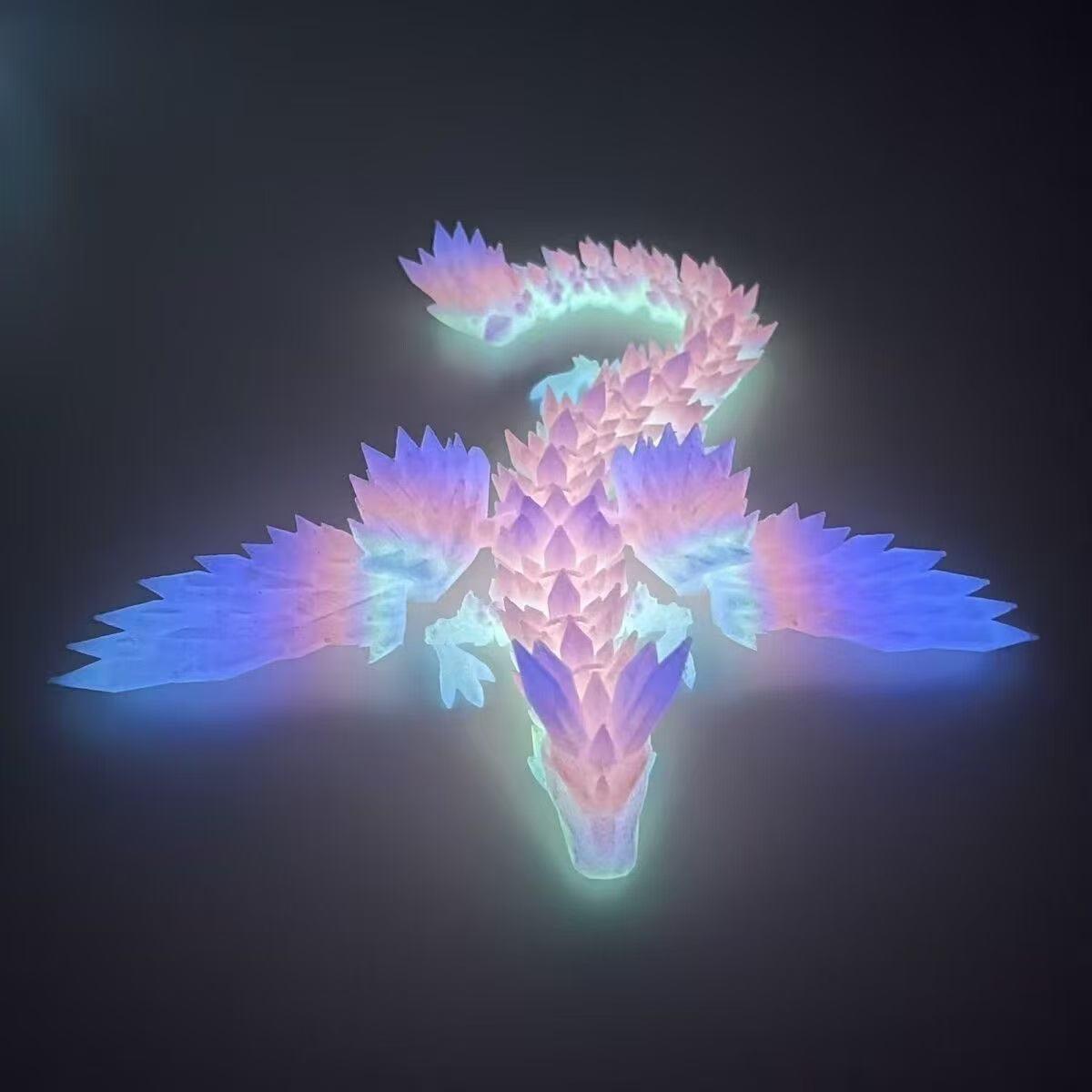 

3D-печать светящийся кристаллический дракон китайский дракон яйцо дракона креативная ручная игрушка подвижные шарнирные светящиеся украшения игрушки розовый