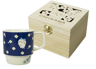 Chiikawa Official Licensed Hachiware Mug, Wooden Gift Box Included, Large Size 340ml, Approx. 9 X 9cm Diameter, Flower Garden, Women's Gift, Birthday