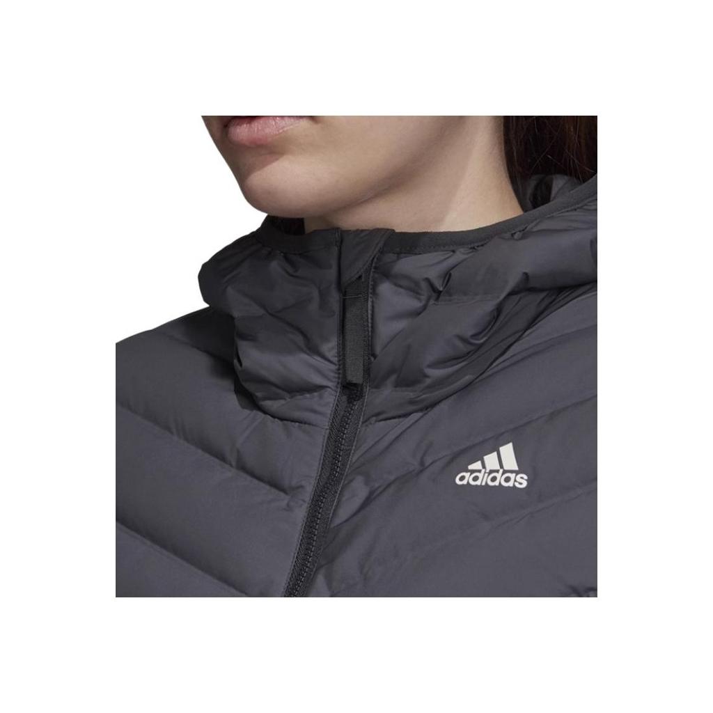 Adidas Jednobarevná teplá sportovní péřová bunda s kapucí Dámské bundy Šedá DZ1520