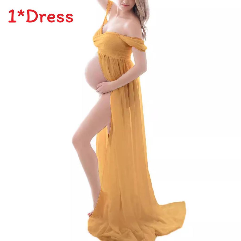 Basic Maternity Dress With Chiffon Fabric For Photoshoot And Summer Wear