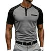 Men's Summer Short Sleeve Raglan Sleeve Henley Shirt Buttoned Neck Casual Fit Lightweight Soft Fabric Top