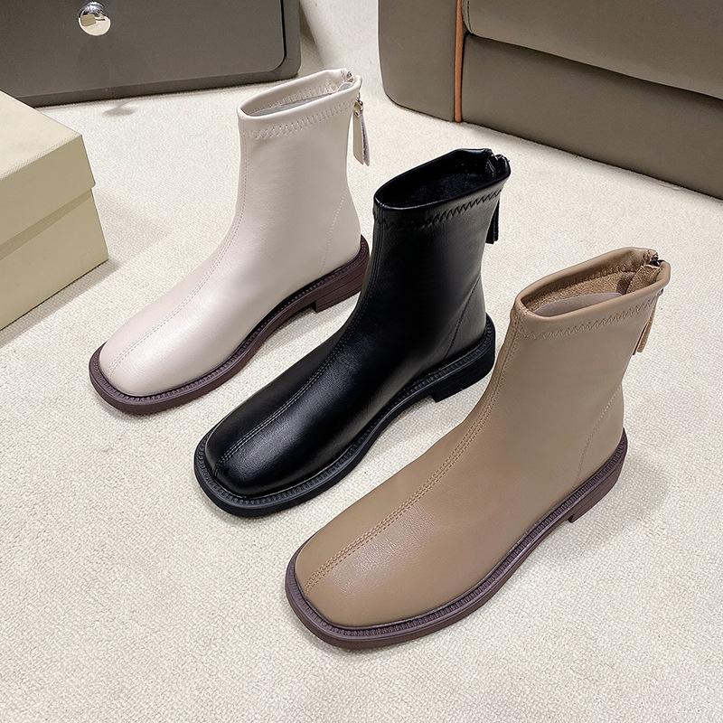 European and American Martin boots children thick heel soft leather bare boots with thin boots British style short boots