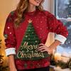Women's Casual Fashion Round Neck Plus Velvet Thickened Christmas Print Sweatshirt