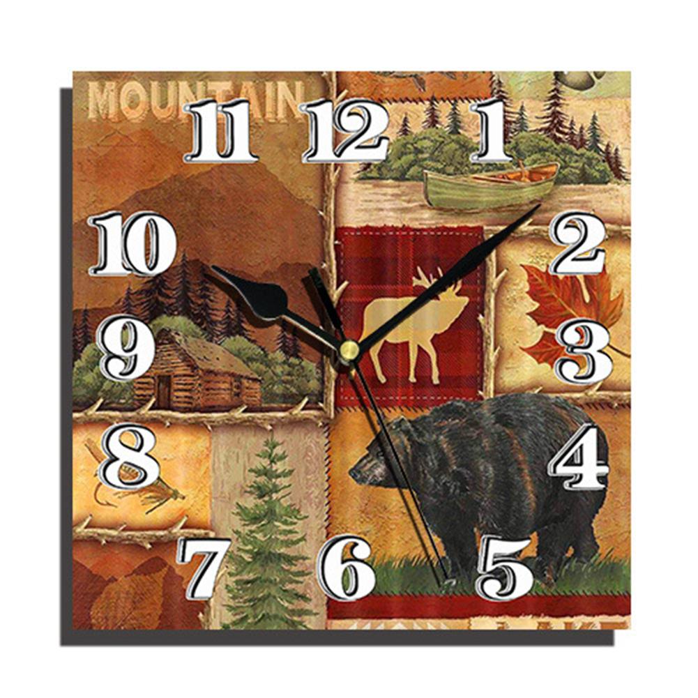 Wooden Square Wall Clocks Silent Non ticking Battery Powered For Home Kitchen Living Room Office Decor