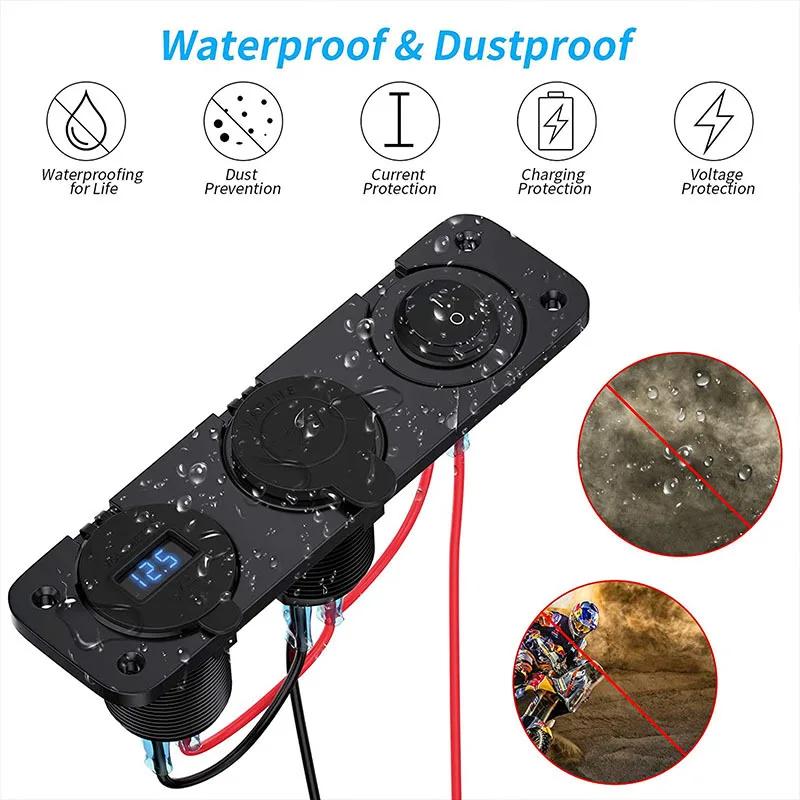 12V Quick Charge 3.0 USB Socket Panel Dual QC3.0 USB Socket Outlet Adapter for Car Boat RV Motorcycle