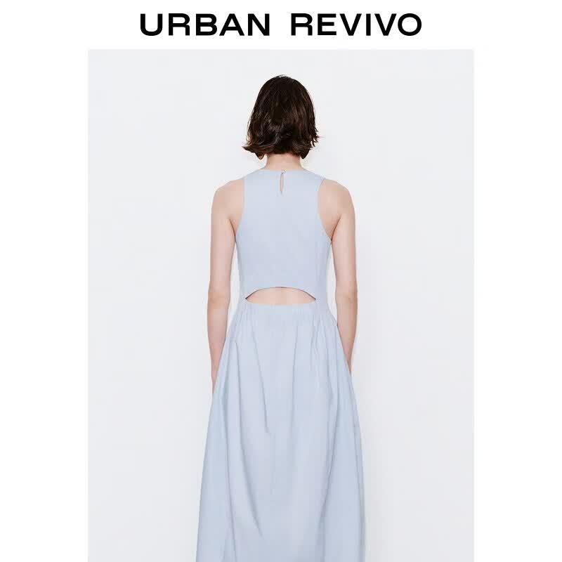 UR Women's Round Neck Sleeveless Dress with Back Cutout