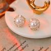 Premium Pearl Stud Earrings S925 Silver Needle Elegant Exquisite Earrings Retro Temperament Versatile Earrings