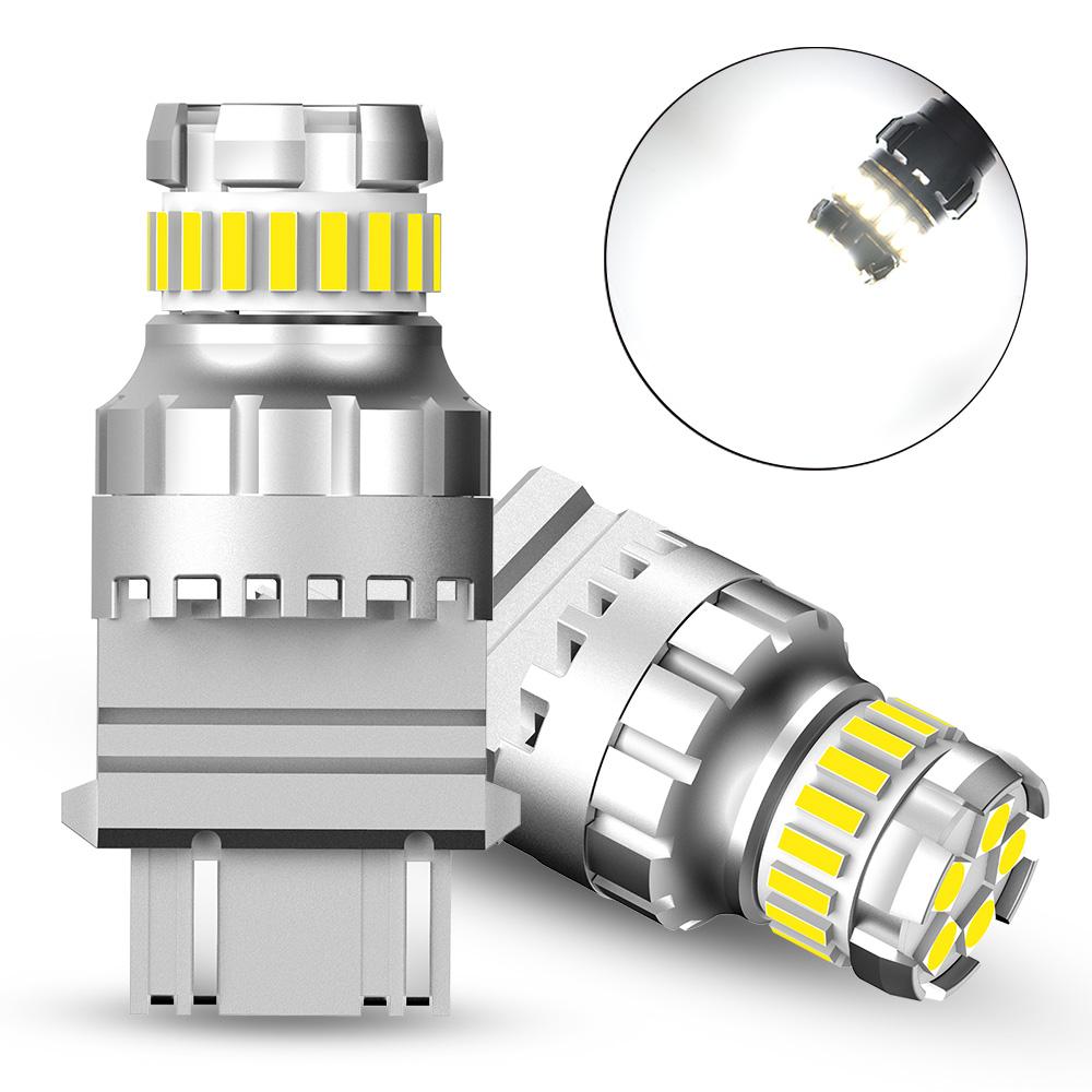 AUXITO T25 3156 3157 LED Light Bulb 3057 P27/7W LED Canbus Signal Lamp DC 12V White Amber Red Car Parking Rear Brake Lights DRL 3156 P27W T25
