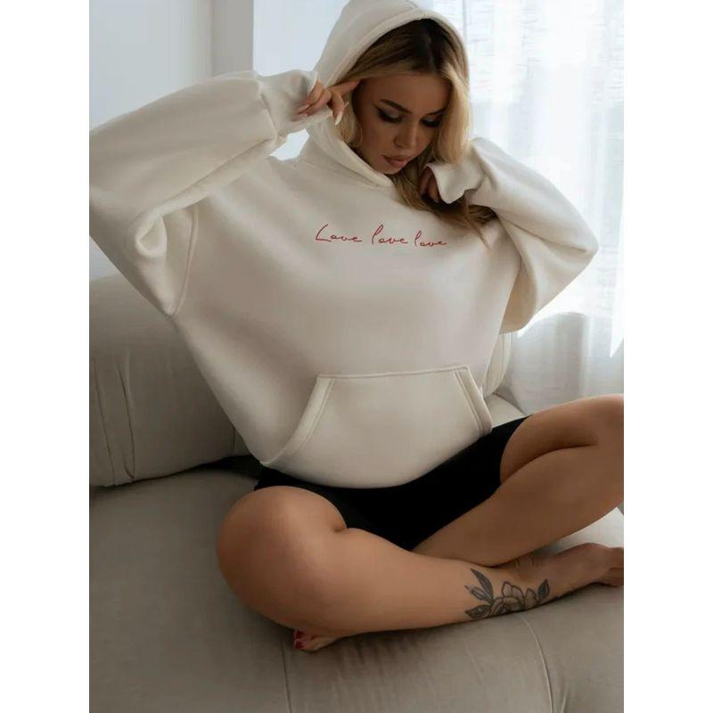 Fashion Style Hooded Sweatshirt Fashion Letter Printed Loose Top Letter Printed Hooded Top
