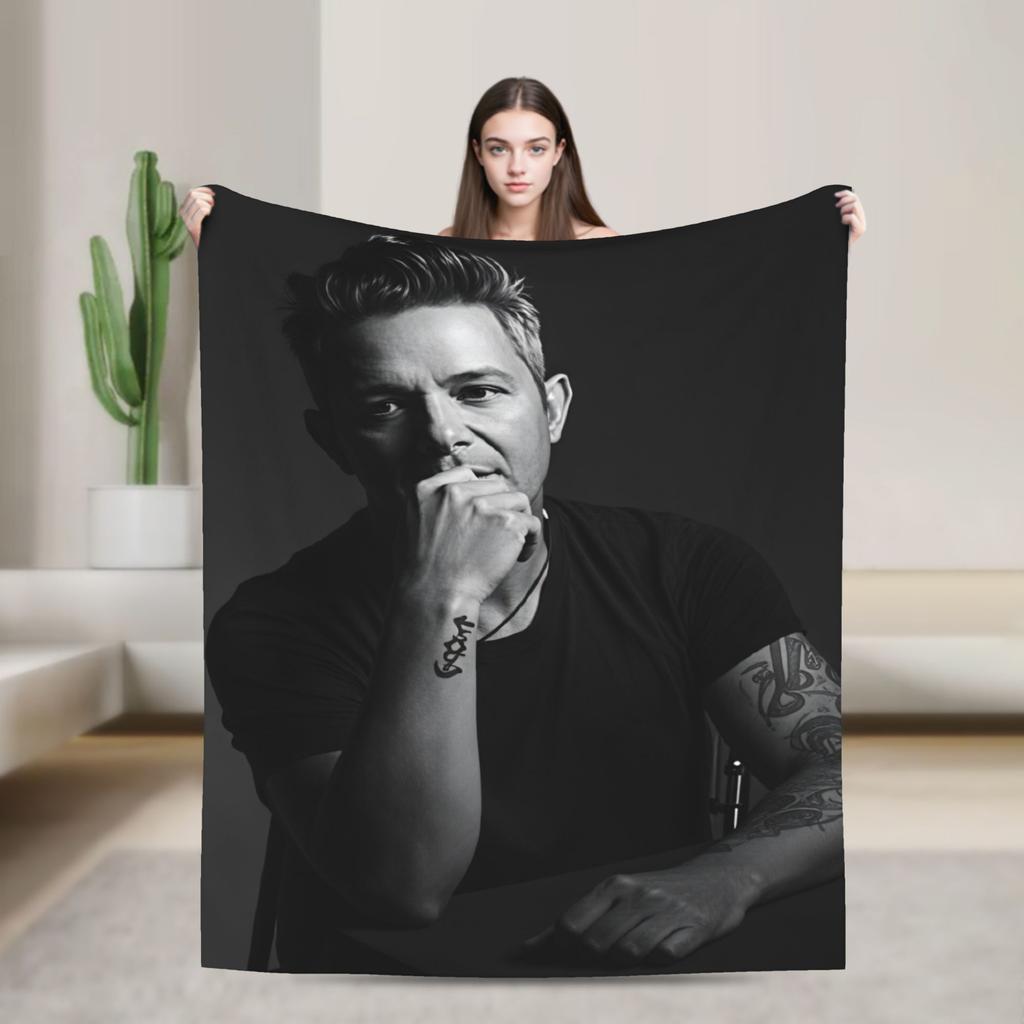 Alejandro Sanz Singer Flannel Blanket Soft Throw Blanket for Outdoor Camping Print Bedspread Sofa Bed Cover