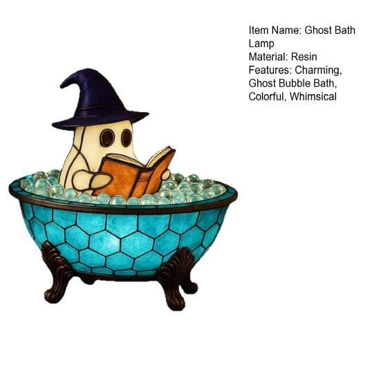 Ghost Bubble Bath Lamp Halloween Ghost Night Light Color-Changing Ghost-Themed Bathtub Accent Lamp for Bathroom Decor