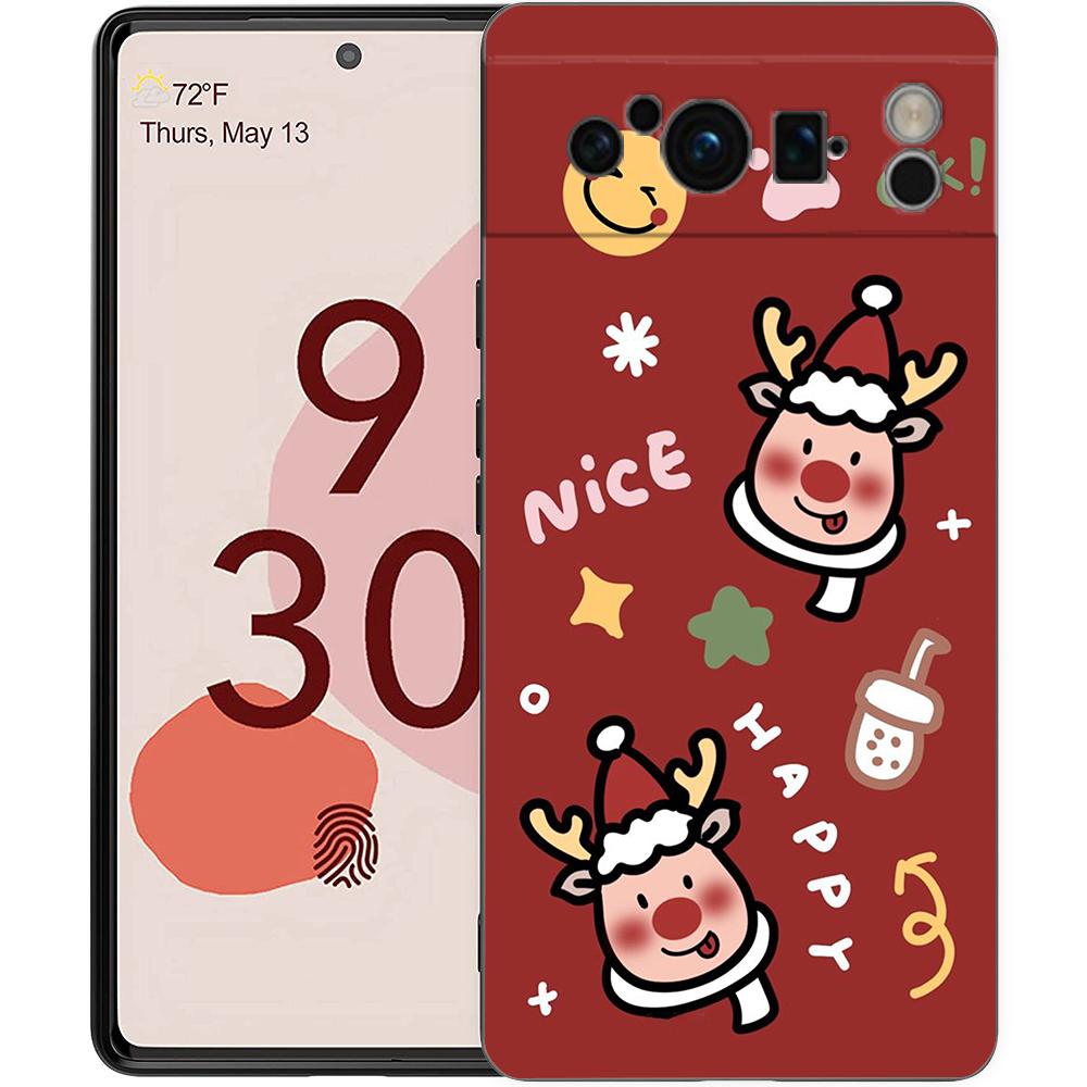 Funny Cartoon New Year Christmas Santa Phone Case For Google Pixel 9 8 7 6 Pro XL 8A 6A 7A 5G Soft TPU Black Cover Fundas