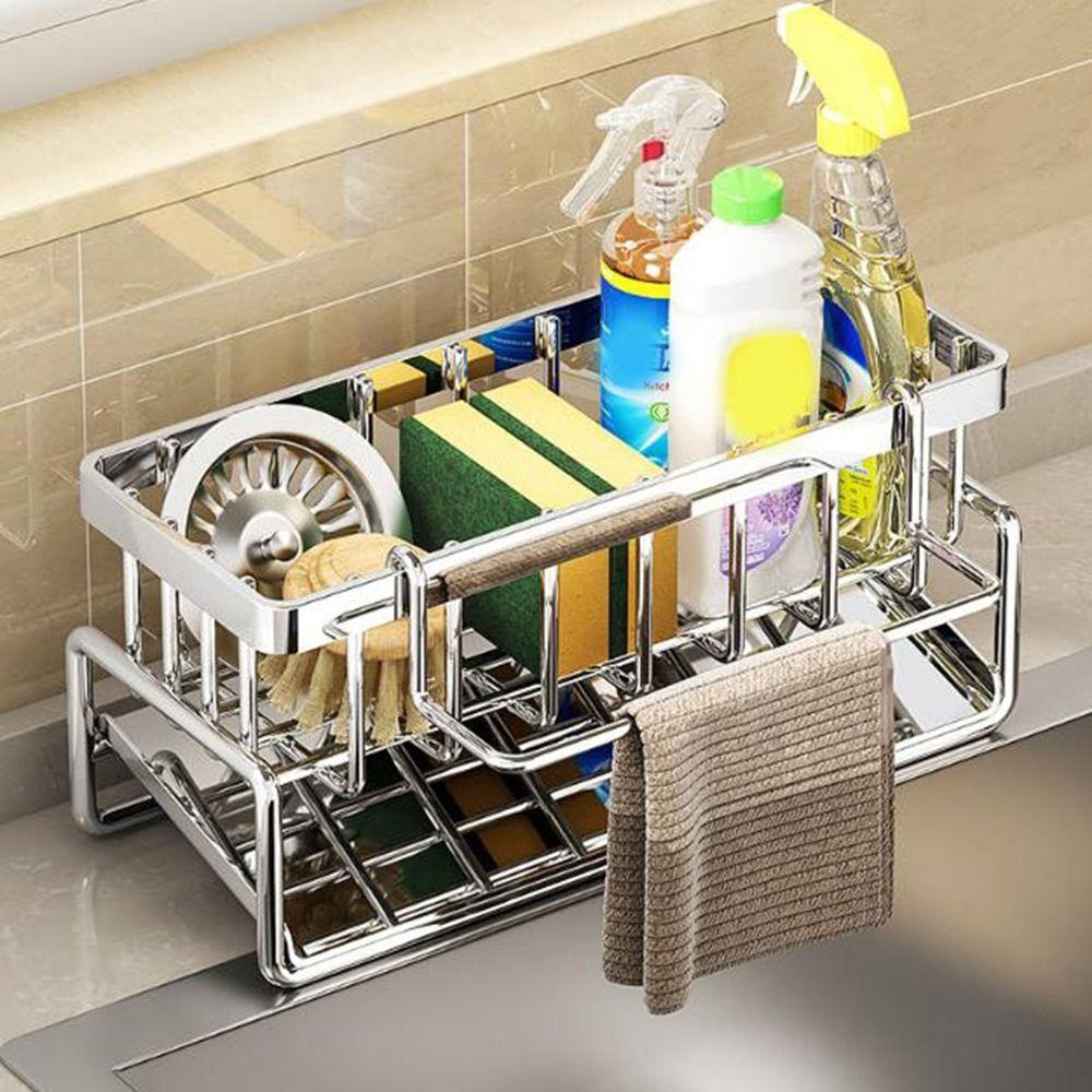 Stainless Steel Sink Drain Rack Large Capacity Dishcloth Rack Sponge Holder  for Home