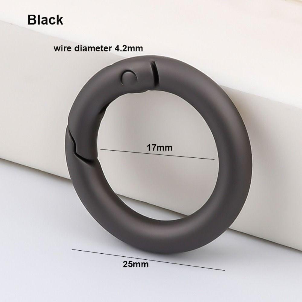 Black O-Ring Buckles Clips Zinc Alloy Round Push Trigger Snap Hooks Plated Gate Spring Carabiner