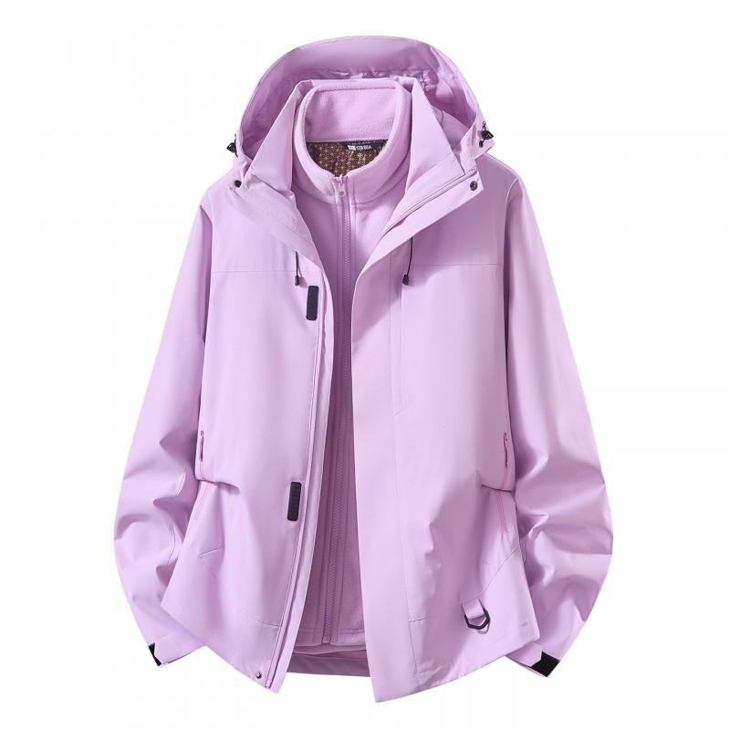 Men Women 3-in-1 Waterproof Windproof Hiking Jacket With Fleece Liner Outdoor Trekking Camping Rainy Weather