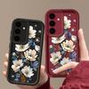 Luxuriöse Handyhülle aus mattem TPU mit Blumendruck für Samsung S25 Plus S24 FE S23 Ultra S22 A56 A36 A16 A55 A06 A05 A15 A35 A54 Stoßfeste Bumper-Abdeckung