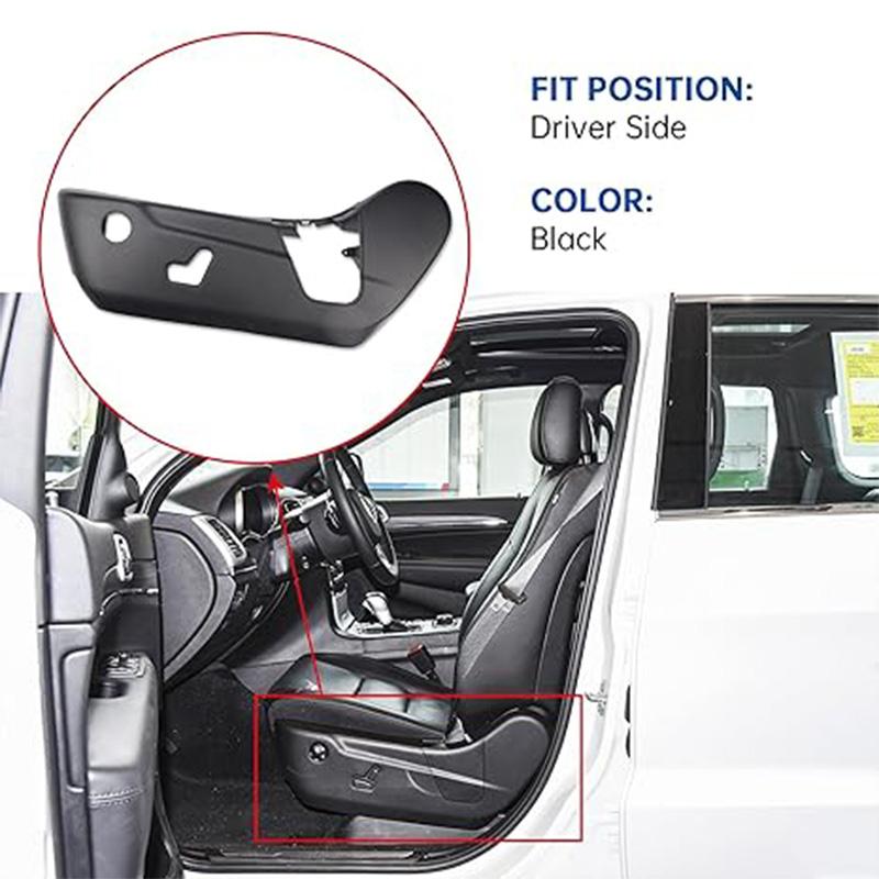 Driver Side Front Left Seat Trim Panel Track Cover Fit For Dodge Durango 2011-2020 Fit For Jeep Grand Cheroke,Power Seat Switch Bezel Shield Black