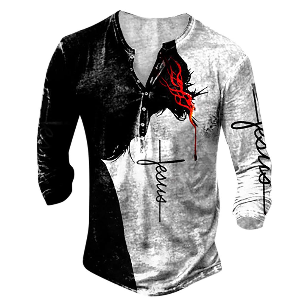 Herr Långärmad Grafisk Och Broderad Mode T-shirt Vår Och Långärmad Tryckt Pullover Sweatshirt