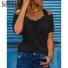GMXIA Women's Fashion Casual Leisure Solid Color Print Short Sleeve V Neck Blouses & Shirts