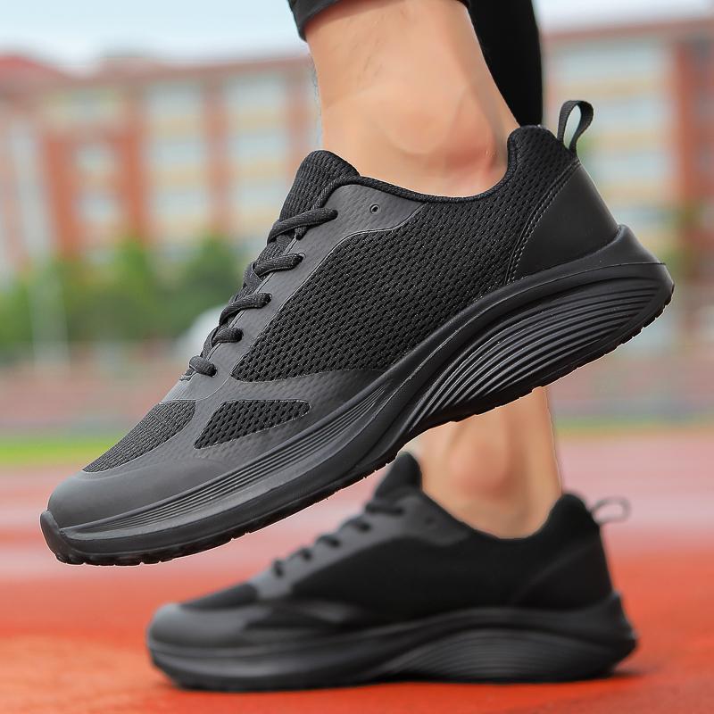 Fashion Men's Shoes Mesh Breathable Shoes Men Casual Sports Running Sneakers Fashion Comfortable Black Sports Shoes Anti-Slip Casual Run