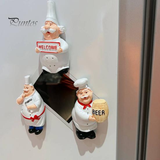 3D Fridge Magnet Cartoon Fat Chef Magnet, Hand-painted Refrigerator Picture Photo Holder for Home Office Kitchen Decoration Durable