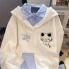 Mädchen Kapuzen-Sweatshirt im zweiteiligen Look für Frühling & Herbst - Trendiges Teenager-Oberteil