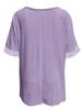 2025 European Women's V-Neck Lace Patchwork Knit T-Shirt
