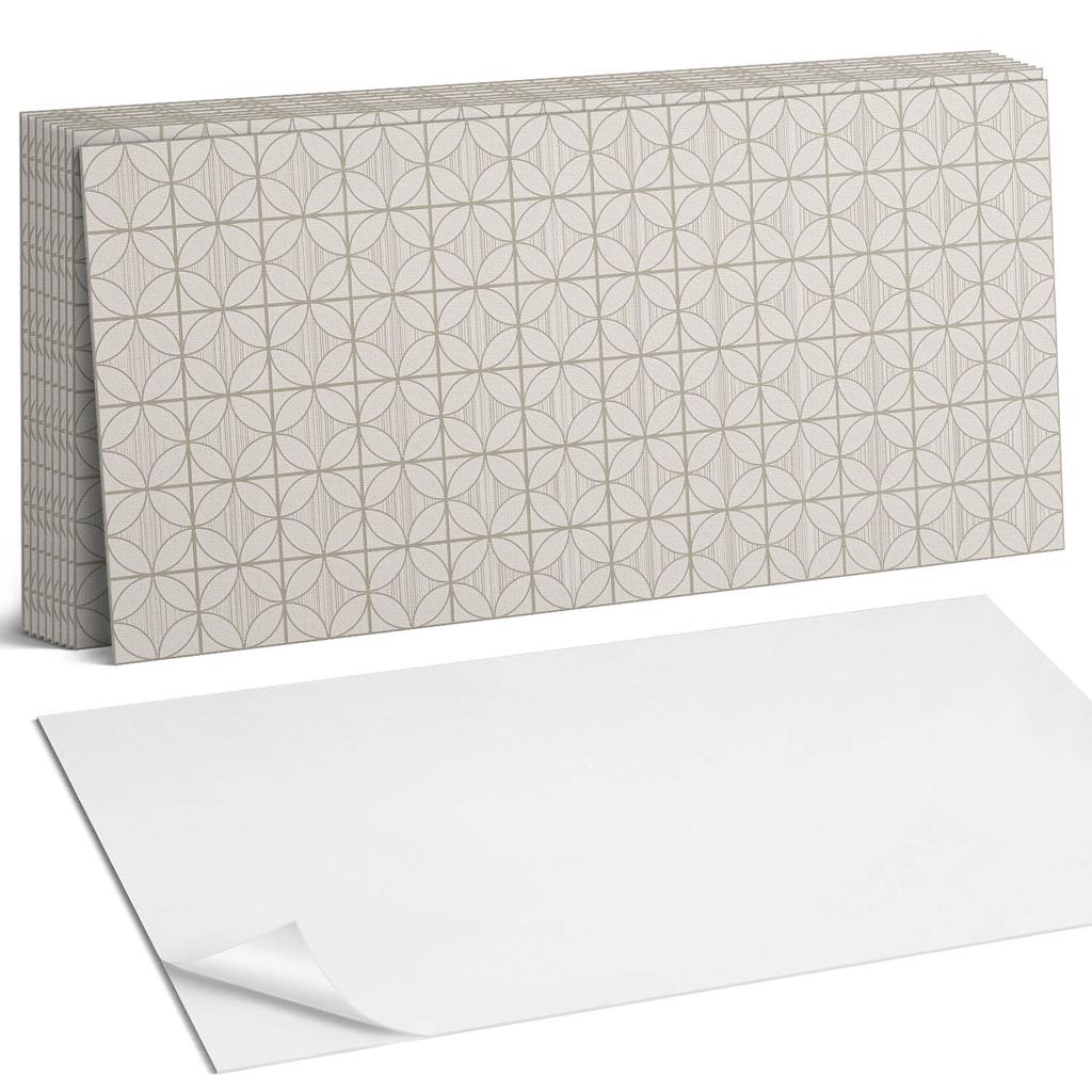 Paczka Kafelków Winylowych Z Dekorem Do Kuchni Lub Łazienki Geometryczny Wzór Z Okręgami 10X40X20 Cm