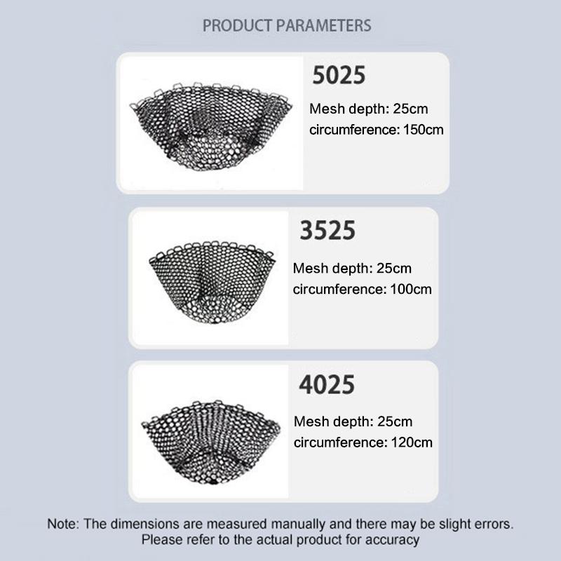 32/40/50Cm Portable Collapsible Fishing Net Wear-Resistant Rubber Mesh Fish Catch Trap Landing Outdoor Multifunctional Dip Net