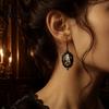 Dark Academia Accessories Gothic Ghost Earrings, Vintage Style Matte Black Alloy Dangle Halloween Earrings for Women Decorative Jewelry Daily