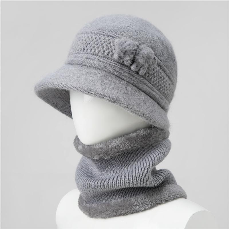Hat Female Mother Day Thickened Thermal Hat Grandmother Old Lady Rabbit Wool Knitted Hat Cold Proof