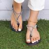 Außenhandelssandalen 2025 Sommer Mode neue Internet-Berühmtheit Damen Schuhe Strass flacher Boden Strand coole Hausschuhe Damen schwarz