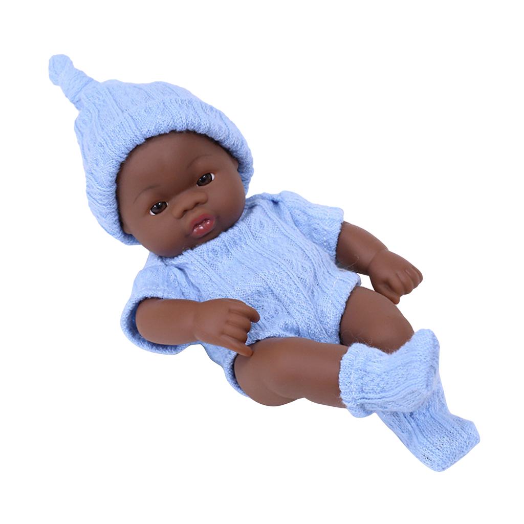 Realistic Doll Baby Re-born Full Body Vinyl Black Girl Toy New Born 7'' Doll