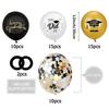 Black Gold Graduation Decorations Cap Printing Latex Balloon Confetti Balloon  School Celebration