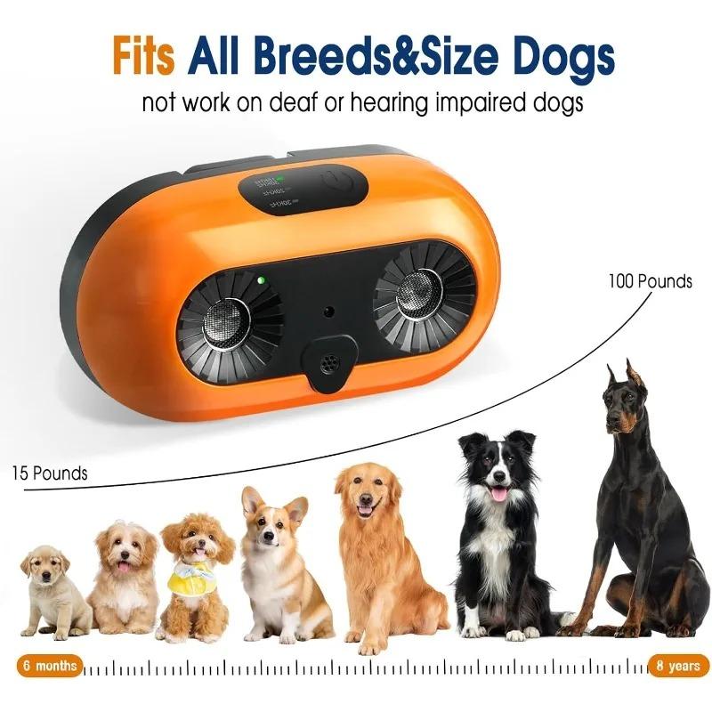 Dog Barking Control Device Sonic Deterrent Rechargeable 3 Mode Settings IP45 Weatherproof Stop Bark Tool for Yard Home