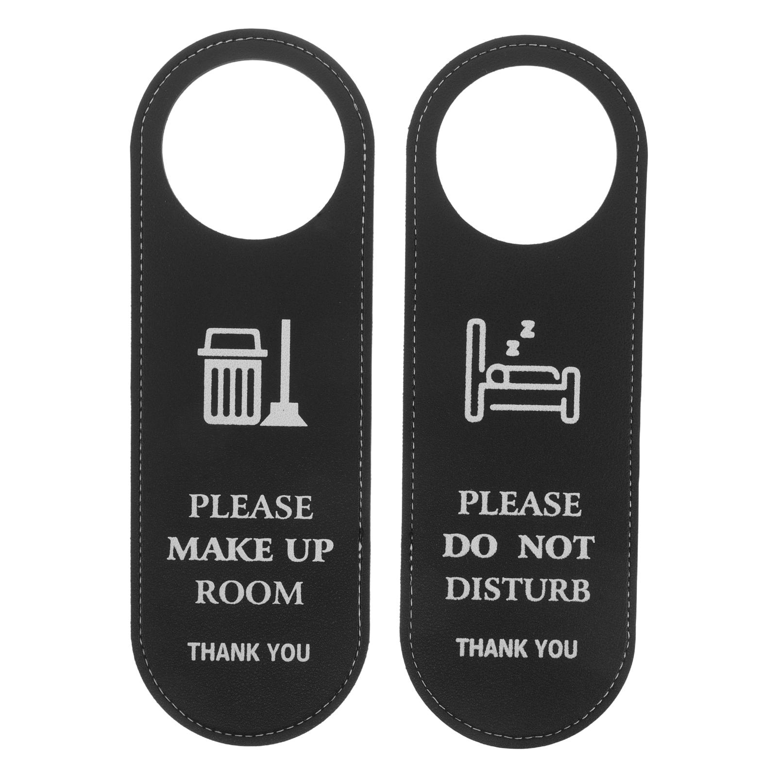 

2Pcs Hotel Door Sign PU Do Not Disturb Hanger Double Sided for Guest Room Office Bedroom Door Knob Privacy Tag 23x10x0.3cm