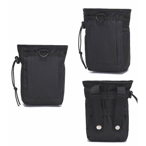 TSUCIA" Waist Pouch, Magazine Storage, Retrieval Pouch, Airsoft Dump Pouch, Military Pouch, MOLLE Compatible (Black)