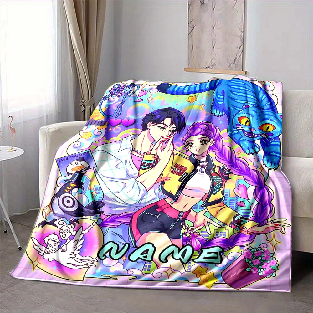 Custom 1pc Electric Energy Name Artwork Blanket, Soft And Comfortable Blanket, Casual Warm, Camping Travel Blanket, Birthday Gift Q912137