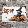 Halloween Metal Sign Witch Pumpkin Lantern Wall Art 8x12 Inch Durable Flat Painting Cozy Indoor Home Decor