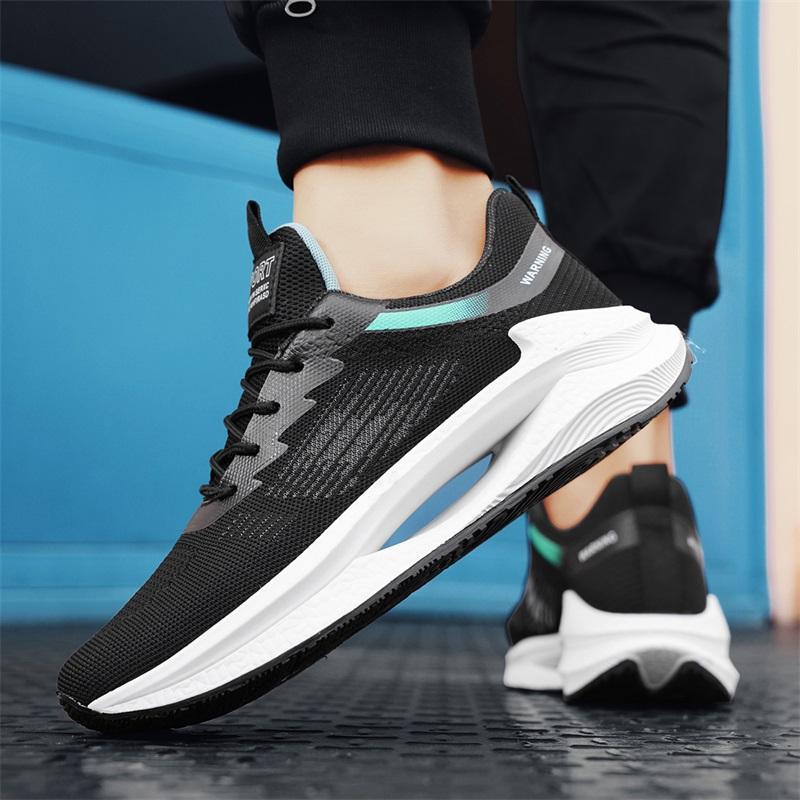 

Men s shoes summer breathable mesh fly-woven running sports shoes teen comfortable soft sole leisure travel dad trendy shoes 44 чорний
