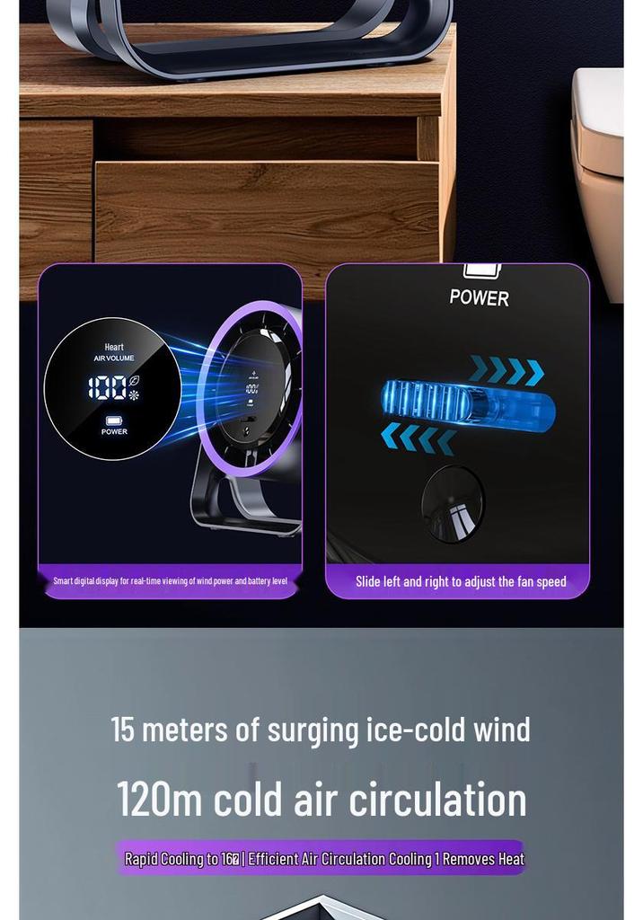Portable Rechargeable Mini Fan with Mijia App Connectivity for Desktop, Kitchen, and Wall-Mount Use