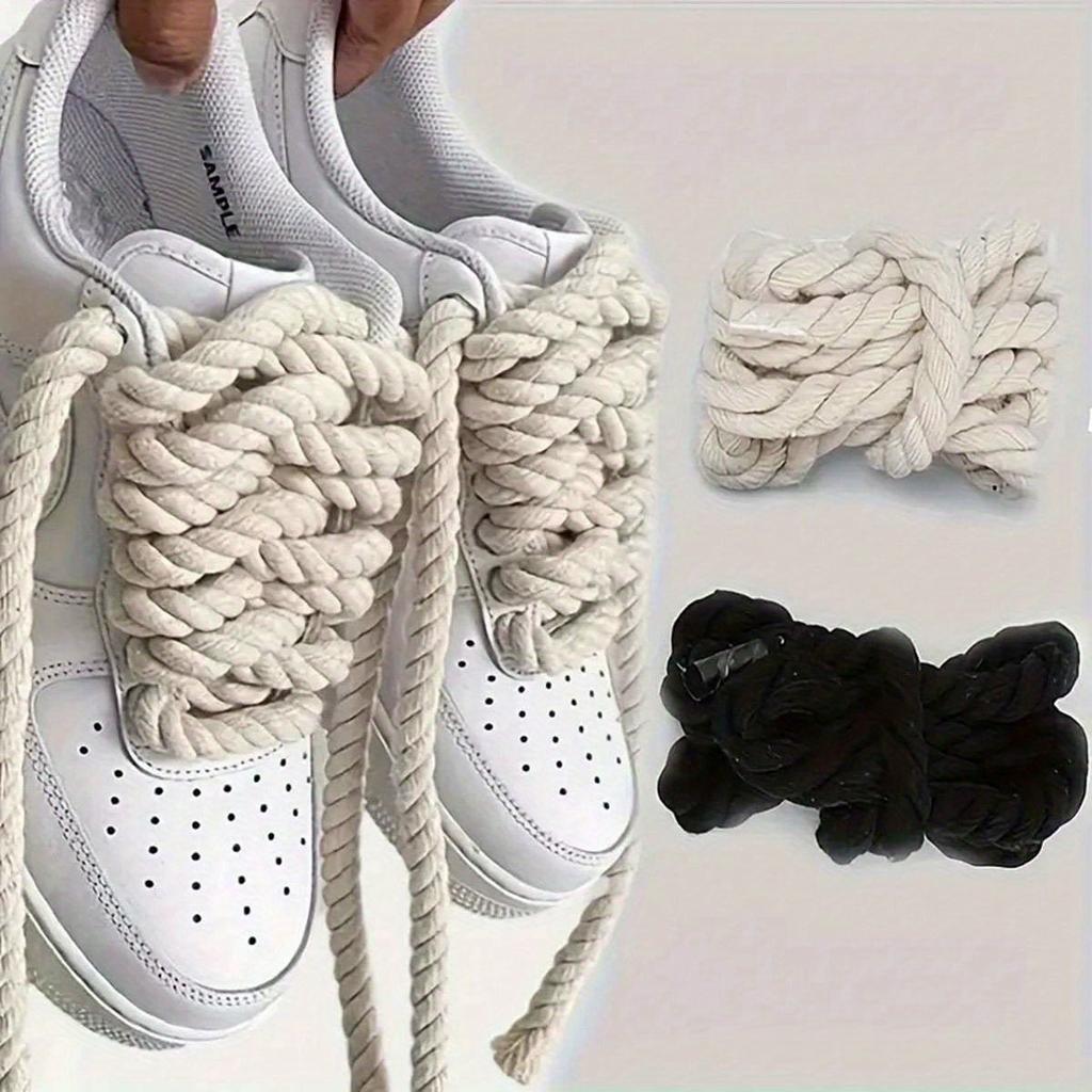 1pair Round Rope Shoelaces For Canvas Shoes, Skate Shoes, Sneakers Decoration