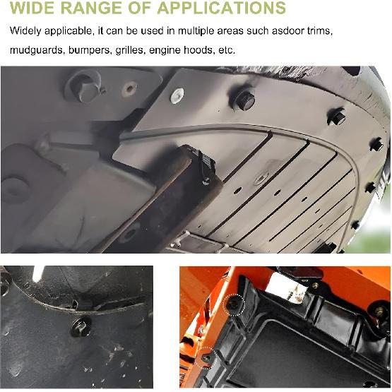 Sun Walker 10PCS Car Body Bolt & U-Nut Clamp Kit, Rust-Resistant Metal Fender Liner Fastening Screws U Retainers, Universal Push Pull Hood Guard