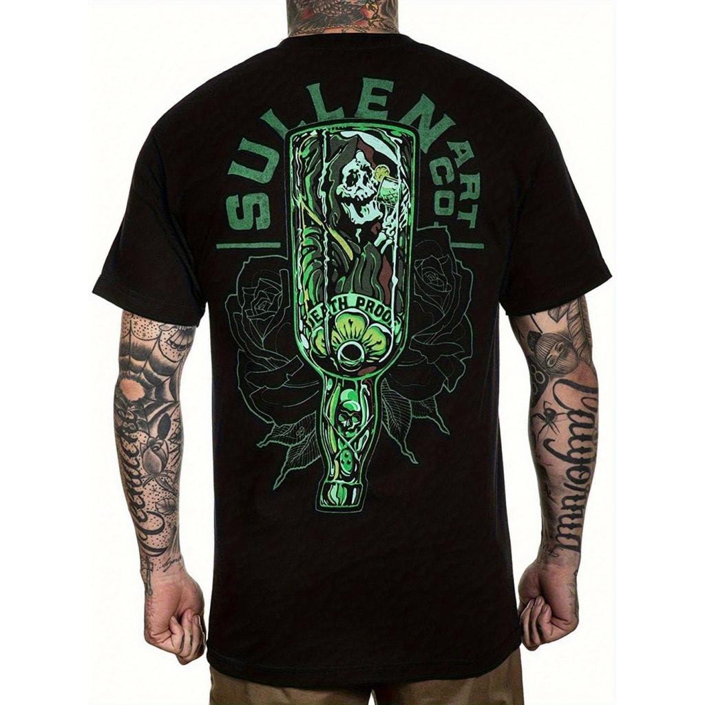 Camicia a maniche corte standard con grafica 'Sullen Men's Death Certificate' Unisex Uomo Donna Estate