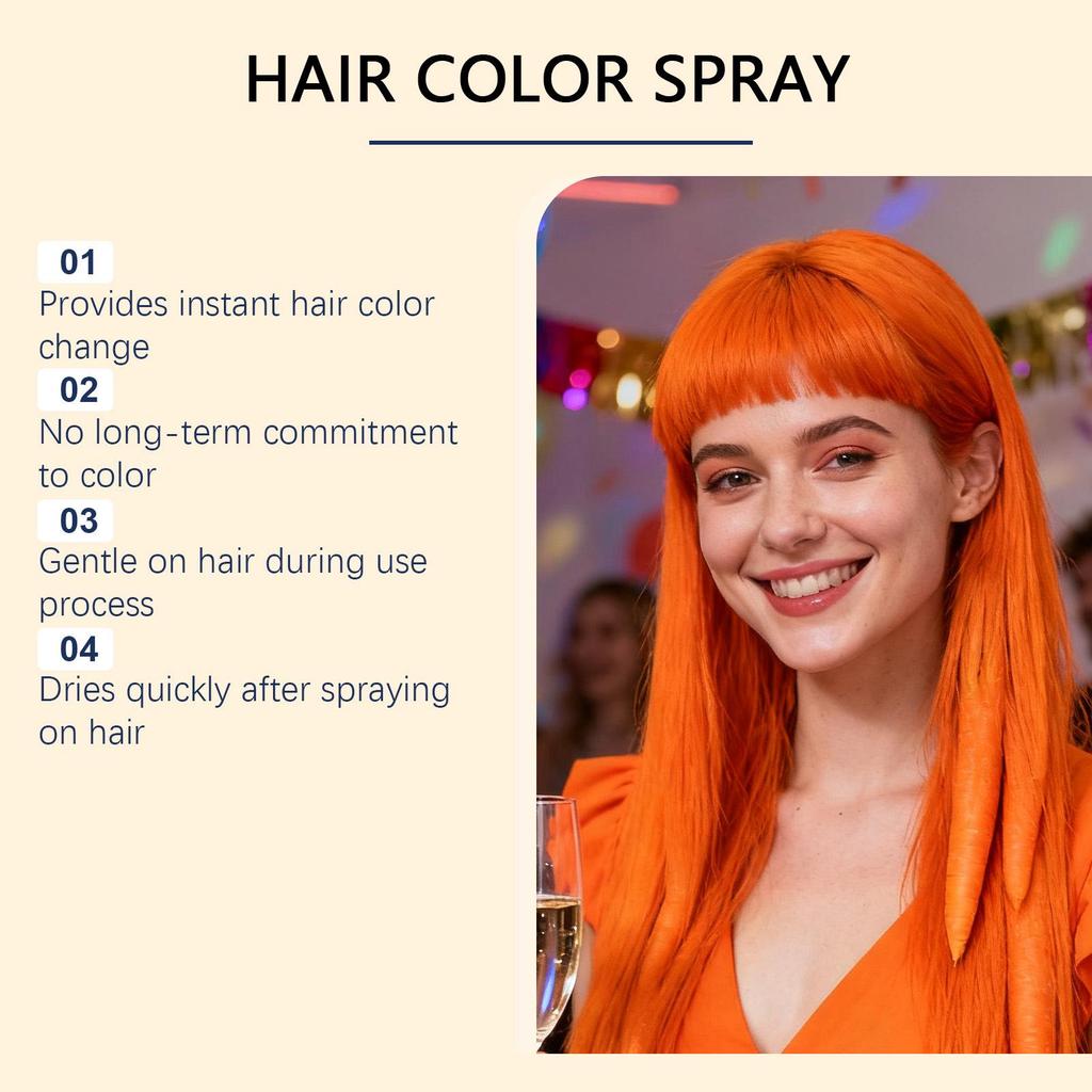 EELHOE Orange Temporary Hair Color Spray - Gentle, Vibrant, and Natural Fashion Shades