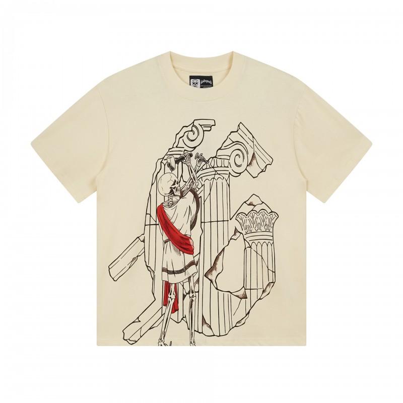 Mens Oversized Cotton Long Sleeve Tee With Skull Graphic Print Streetwear Rock Band Style Loose Fit Teens Adults